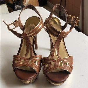 Pair of brown and gold Gianni Bini platform heels